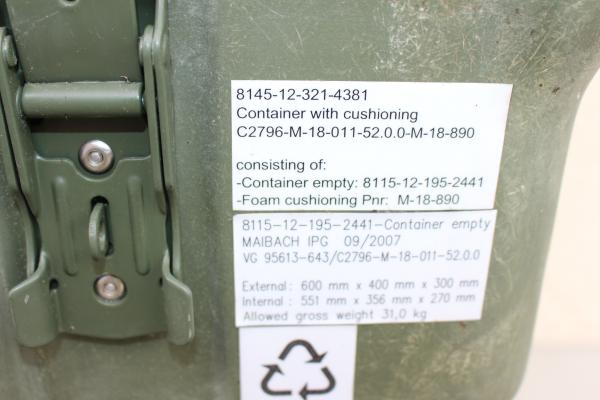 Transportkiste Kiste Bundeswehr Box Transportbox GFK Maibach 60x40x30 Gebr No7